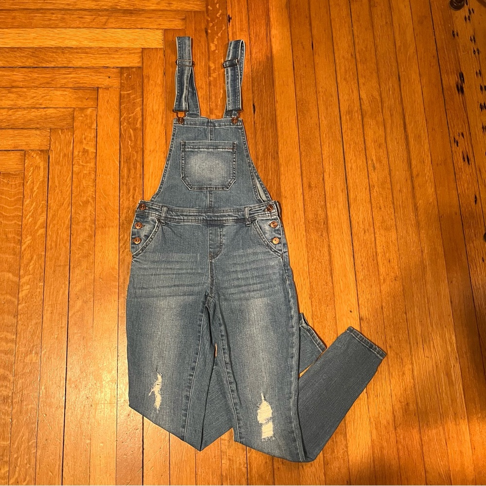 Vanilla Star Denim Overalls Women’s Sz Small Blue Faded Wash Distressed